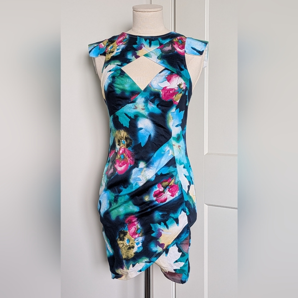 Paradisco Abstract Floral Cut Out Mini Dress 4 AU 8